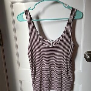 RAG AND BONE Striped Sleeveless Tank Top burgundy and white XS